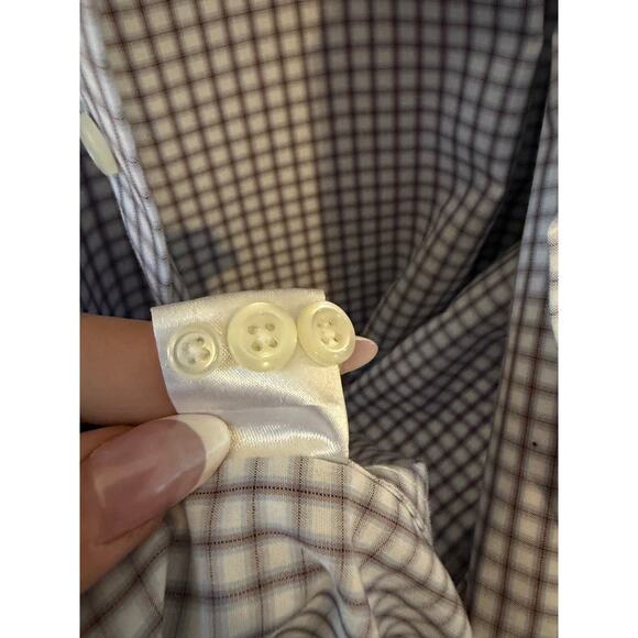 Egara Preppy Non-Iron Slim Fit Blue Plaid Button Down 100% Cotton Men's XL - Picture 7 of 8